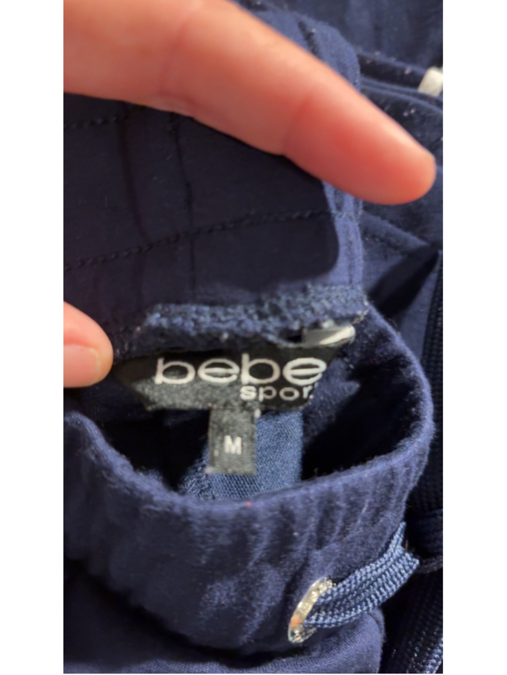Bebe Sport Navy Blue Y2K Track Pants with White Contrast Piping Size M
